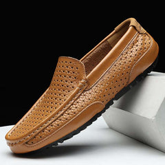 Summer Luxury Brand Men Casual Shoes Soft Genuine Leather Mens Loafers Moccasins Italian Designer Breathable Slip on Boat Shoes