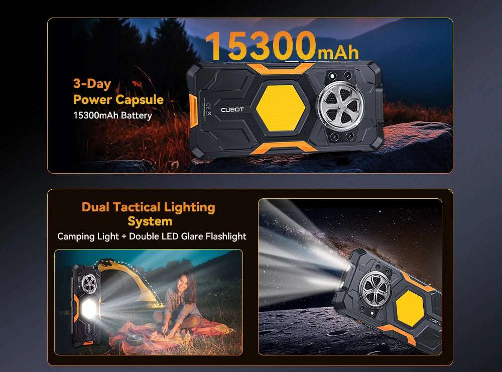 Cubot kingkong power 5, Rugged Smartphone Android 15, 15300mAh Battery, 6.88" 120Hz Screen, 16GB RAM (6+10), 128GB ROM, MTK G100