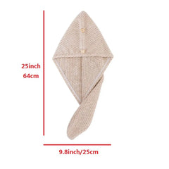 Solid color hair towel Textured dry hair cap 9.8 "X 25.5" absorbent hair towel wrap for button-down women