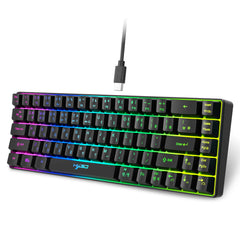 لوحة مفاتيح الألعاب الكورية المحمولة HXSJ V200، 68 مفتاحًا، مع إضاءة خلفية RGB بنسبة 65%، لوحة مفاتيح غشائية سلكية للمكتب وأجهزة الكمبيوتر المكتبية وأجهزة الكمبيوتر المحمولة
