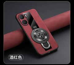 Case for Xiaomi Poco X7 pro magnetic ring holder luxury silicone sheepskin leather plexiglass Pu premium shockproof back cover
