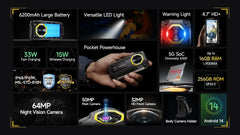 Ulefone Armor Mini 20 Pro 5G 4.7" Rugged Phone 64MP Night Camera Android 14 Smartphone 6200mAh 16GB+256GB Mobile phone LED