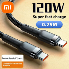 شاحن شاومي السريع 120 واط PD شحن سريع عالي الجودة كابل USB C إلى USB Type C لهاتف iPhone 15 Plus Pro Max Samsung S24