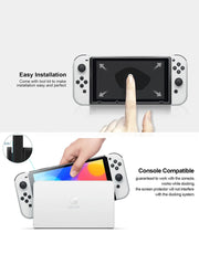 DATA FROG 2PCS Tempered Glass Screen Protector Compatible Nintendo Switch OLED 9H HD Clear Glass Film for Nintendos Switch OLED