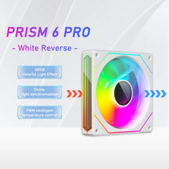 مروحة تبريد هادئة للكمبيوتر ZEZZIO PRISM 6 PRO 120 مم ARGB للتحكم في درجة الحرارة PWM 5 فولت 3 سنون مرآة لا متناهية ثلاثية الجوانب