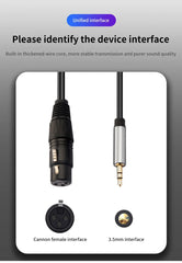 كابل صوت XLR إلى 3.5 مم، ميكروفون، سلك صوت تناظري متوازن، XLR أنثى إلى مقبس AUX 3.5 مم لجهاز الكمبيوتر والهاتف ومكبر الصوت