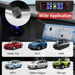 Tire Pressure Monitoring System Temperature Warning New C External Battery Version Sensors Solar TPMS Car Tyre Pressure Monitor