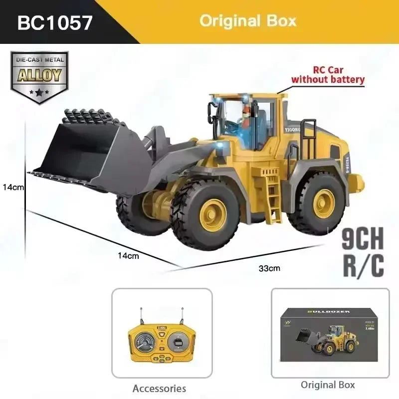 Four-Wheel Drive Remote Control Excavator 4x4 Alloy Dump Truck Excavator Loader Model Construction Vehicle Toy Children's Gift