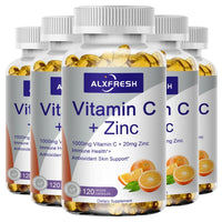 Alxfresh Vitamin C with Zinc for Hair Skin Nails and Brain Heart Health Supports Cellular Level Defense Immune System Booster