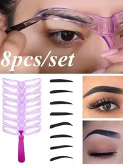 【مبيعات ساخنة】قوالب الحواجب، مجموعة تشكيل الحواجب، قالب للحواجب، 8 أنماط من قوالب الحواجب القابلة لإعادة الاستخدام مع مقبض