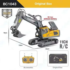 Four-Wheel Drive Remote Control Excavator 4x4 Alloy Dump Truck Excavator Loader Model Construction Vehicle Toy Children's Gift