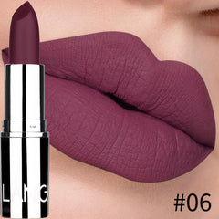 أحمر شفاه Langmani Silver Tube Matte Lipstick Non Staying Cup Makeup أحمر شفاه متوفر بـ 8 ألوان