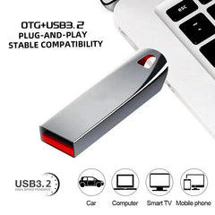 محرك أقراص فلاش معدني USB 3.2 عالي السرعة بسعة 2 تيرابايت، محرك أقراص USB محمول مقاوم للماء بسعة 1 تيرابايت، محرك أقراص فلاش USB محدث جديد