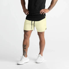 2024 New Men's Shorts Single-Layer Woven Quick Dry Solid Color Running Fitness Sports Casual American Fifth Pants Comfortable