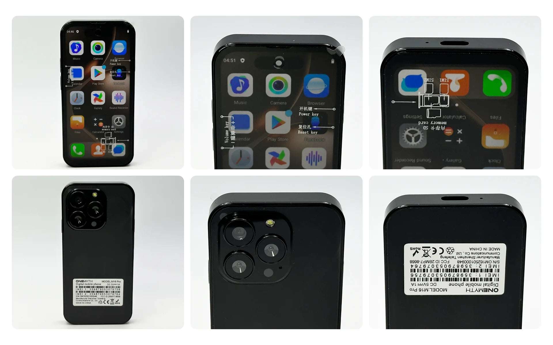 WORLD PREMIER SOYES ONEMYTH  Mini SmartPhone 16Pro 4.0" Android 10, Dual SIM, 2000mAh, 5MP Camera, 2GB+16GB, Face Unlock