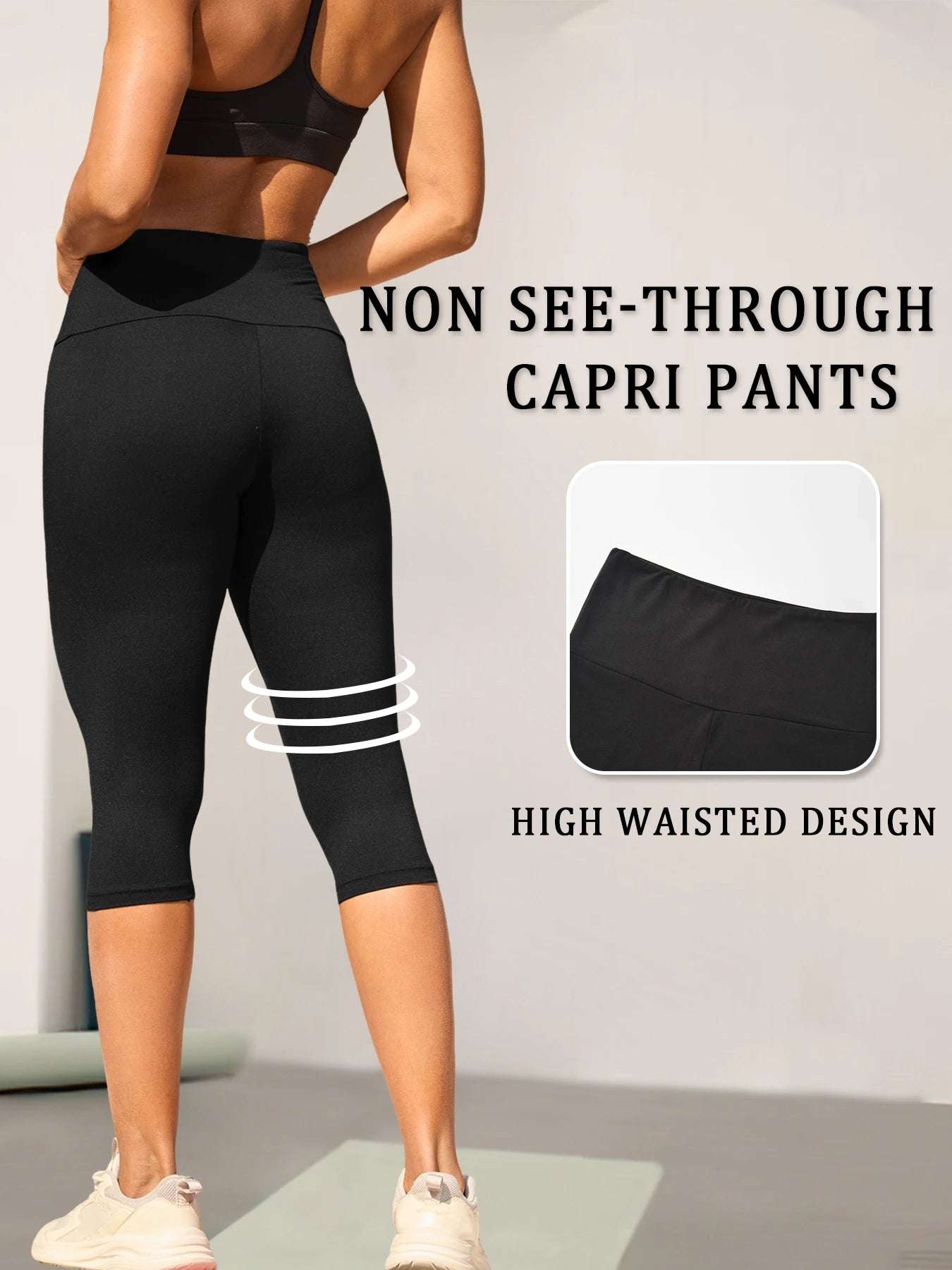 3 Pack Women's High Waisted Capri Super Soft Tummy Control No See Through Workout Yoga Running Athletic Push Up Gym Leggings