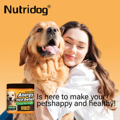 Dog Allergy&Itch Relief Supplements With Omega-3,Vitamin C&Probiotics，Support Skin&Immune Health, Supplement Nutrition,90 chews
