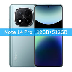 هاتف Xiaomi Redmi Note 14 Pro+ Plus 5G النسخة العالمية، كاميرا AI بدقة 200 ميجابكسل، معالج Snapdragon 7s من الجيل الثالث، شحن فائق 120 واط، دقة 1.5 كيلوهرتز، IP68