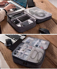 1pc Black Green Storage Bag Electronic Accessory Organizer Portable Usb Data Cable Charger Plug Travel Waterproof Organizer