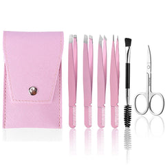 Eyebrow Tweezer Set,6 Pcs Tweezers Set for Women, Precision Tweezer for Eyebrows with Curved Scissors for Ingrown Hair