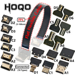 كابل مرن مسطح متوافق مع موصل HDMI من شريط FPV Raspberry Pi 4 Micro HDMI إلى HDMI/Mini HDMI أنثى بزاوية 90 درجة FFC 20 سنًا