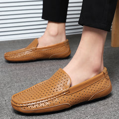 Summer Luxury Brand Men Casual Shoes Soft Genuine Leather Mens Loafers Moccasins Italian Designer Breathable Slip on Boat Shoes