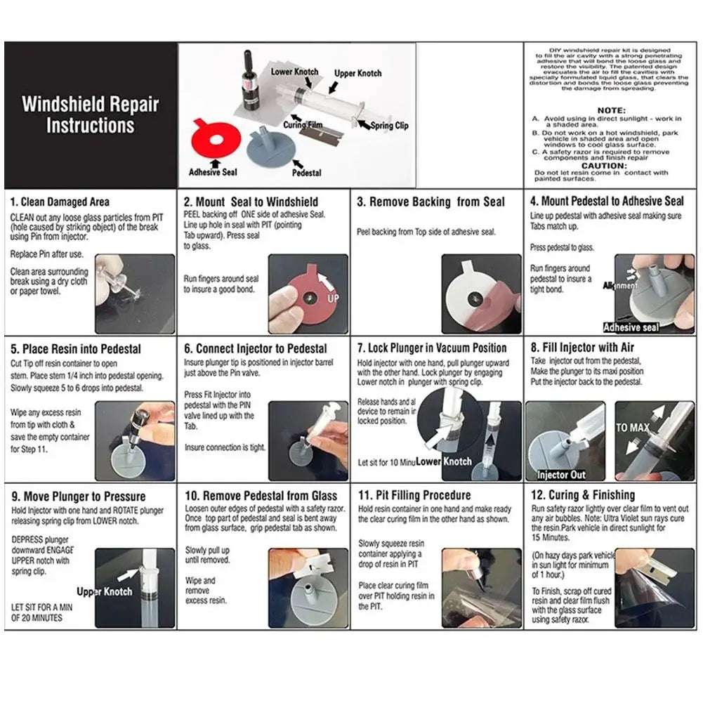 Windshield Crack Repair Kit Body Repair Tool Glass Crack Repair Supply Windshield Repair Car Window Repair Tools Glass