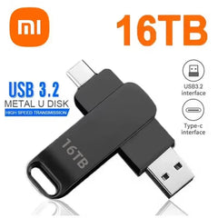 محرك أقراص فلاش USB 3.2 من شاومي بسعة 16 تيرابايت، بطاقة ذاكرة معدنية عالية السرعة، محرك أقراص فلاش، محرك أقراص فلاش، عصا مقاومة للماء