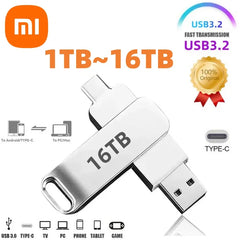 محرك أقراص فلاش USB 3.2 فائق السرعة من شاومي بسعة 16 تيرابايت، محرك أقراص USB 3.2 فائق السرعة لنقل المعادن، محرك أقراص USB مقاوم للماء من النوع C، محرك أقراص SSD USB