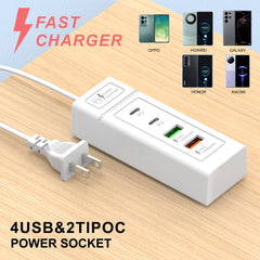 موزع محطة شاحن الطاقة بمقبس USB 5 فولت و4 أمبير USB TYPE C 3.0 شاحن سريع قابس شحن الهاتف مقبس USB كهربائي للولايات المتحدة والاتحاد الأوروبي