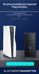 محول سماعة رأس لاسلكية للألعاب، محول سماعة رأس لجهاز PS5 PS4، جهاز إرسال صوت بلوتوث 5.0