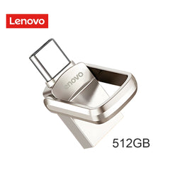 محرك أقراص فلاش USB 3.1 أصلي من لينوفو بسعة 2 تيرابايت معدني U Disk 2 في 1 OTG 1024 جيجابايت 128 جيجابايت 512 جيجابايت 1 تيرابايت للهواتف والحاسوب
