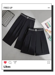 High Waist Straight Leg Elastic Women's Seven-Foot Pants Casual Outdoor Wear Summer Slimming Spor Wide Leg orts