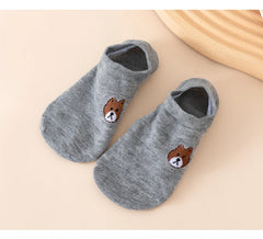 5/10 Pairs of WOMEN and MEN Cotton Socks, Casual Breathable Short Socks, and Girls' Cartoon Bear Low Cut Ankle Boat Socks