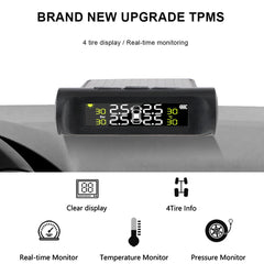 Tire Pressure Monitoring System Temperature Warning New C External Battery Version Sensors Solar TPMS Car Tyre Pressure Monitor