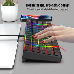 لوحة مفاتيح الألعاب الكورية المحمولة HXSJ V200، 68 مفتاحًا، مع إضاءة خلفية RGB بنسبة 65%، لوحة مفاتيح غشائية سلكية للمكتب وأجهزة الكمبيوتر المكتبية وأجهزة الكمبيوتر المحمولة
