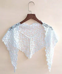Women Shrugs Lace Hollow Out Female Summer Casual All-match Shawls Simple Scarf-collar Sleeveless Knitted Tops Korean Style Chic