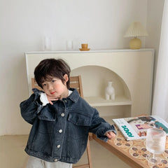 6704-1 Children's Denim Jacket Spring and Autumn Korean Girl's Denim Jacket Casual Loose Boy's Coat Cardigan.
