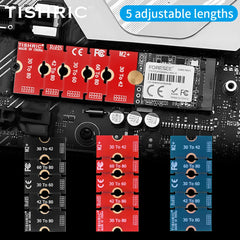 محول لوحة تمديد TISHRIC M.2 NGFF NVME SSD بطول 2230 و2242 و2260 و2280 M2 مع حامل بطاقة تمديد و5 أطوال قابلة للتعديل