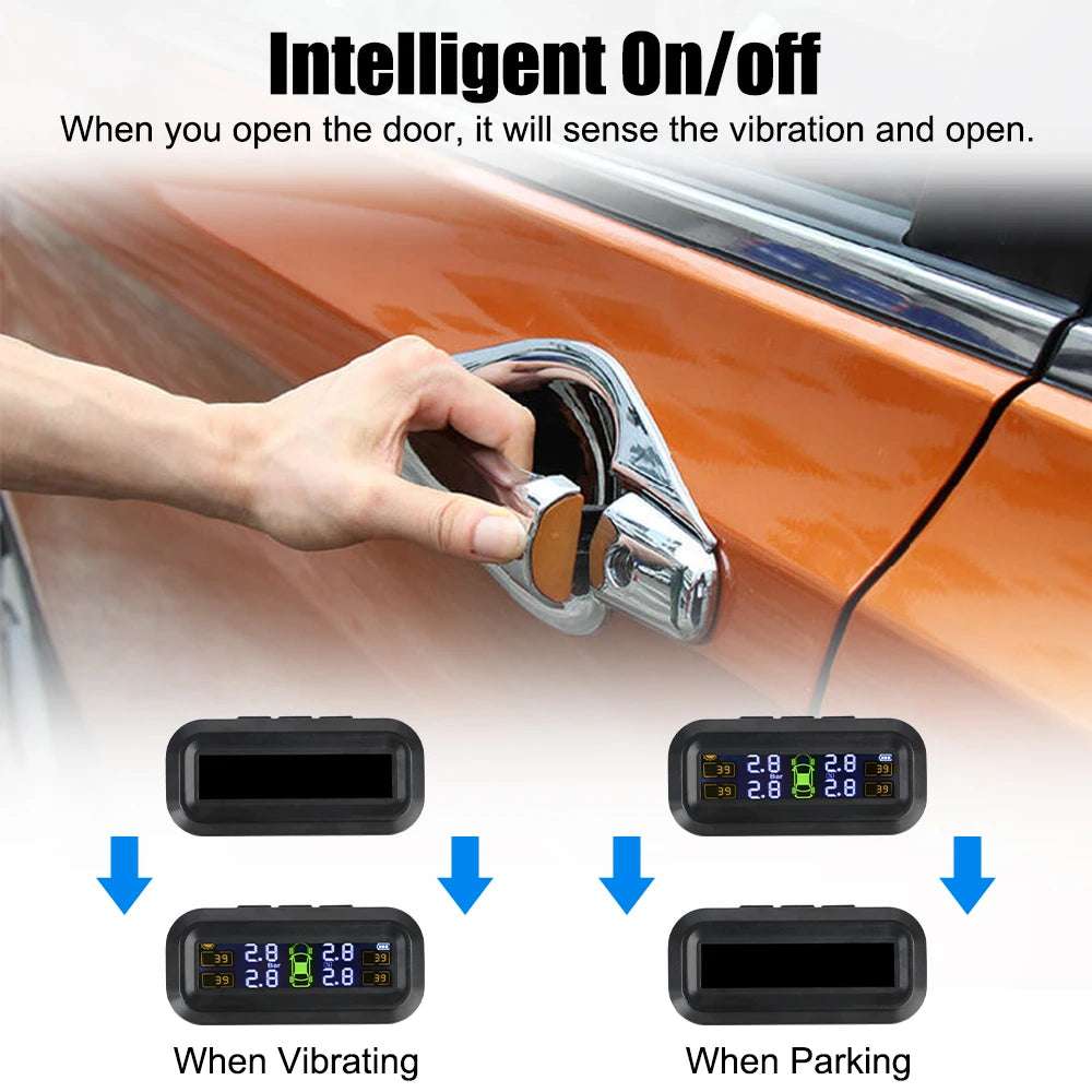 Tire Pressure Monitoring System Temperature Warning New C External Battery Version Sensors Solar TPMS Car Tyre Pressure Monitor