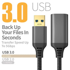 كابل نقل بيانات USB 3.0 ذكر إلى أنثى عالي السرعة من LAIHONEN مضفر من النايلون، مناسب لأجهزة الكمبيوتر والكاميرا والطابعات وكابل تمديد لأجهزة إكس بوكس