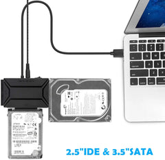 محول محرك الأقراص الصلبة SATA/IDE إلى USB 3.0 لمحول محرك الأقراص الصلبة العالمي 2.5/3.5 بوصة IDE SATA HDD SSD مع محول طاقة 12 فولت 2 أمبير