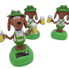 Car Decoration Bobble Head Toy Solar Powered Dancing Dog Solar Dashboard Doll Decoration Cute Dog Swinging Animated Dancer Toy