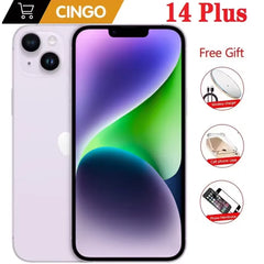 هاتف Apple iPhone 14 Plus الأصلي بذاكرة 128 جيجابايت وذاكرة 256 جيجابايت وذاكرة وصول عشوائي 6 جيجابايت وشاشة OLED مقاس 6.7 بوصة وخاصية التعرف على الوجه وتقنية NFC A15 5G