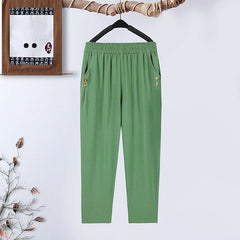 Summer plus size Stretch Harem Pants Mother Thin Summer Baggy Pantalones Women  Casual Button High Waist Trousers