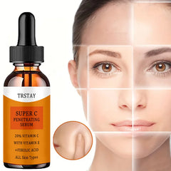 20% Vitamin C contains Vitamin E to reduce fine lines, moisturize, and brighten skin tone