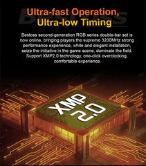 Bestoss Memoria RAM RGB DDR4 8GB 16GB 32GB (2x16GB) Kit 3200 3600MHz 288pin 1.2V DIMM RAM For Desktop