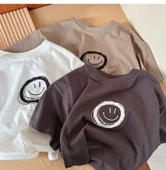 Children Simple TShirt Solid Color Versatile Short Sleeve Tops For Boys And Girls Summer New Baby Thin Cotton Bottoming Shirt