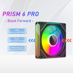 مروحة تبريد هادئة للكمبيوتر ZEZZIO PRISM 6 PRO 120 مم ARGB للتحكم في درجة الحرارة PWM 5 فولت 3 سنون مرآة لا متناهية ثلاثية الجوانب