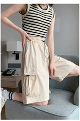 Sweet Cool Sle Women's Workwear orts Summer Thin American Qui Dry Casual Wide Leg Five-Quarter Loose Straight Cut Pants